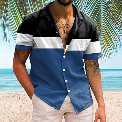 2023 Нови мажи случајни кратки ракави пролетни летни летни вратови 3Д печатени кошули модни врвни кошули со блузи лабави