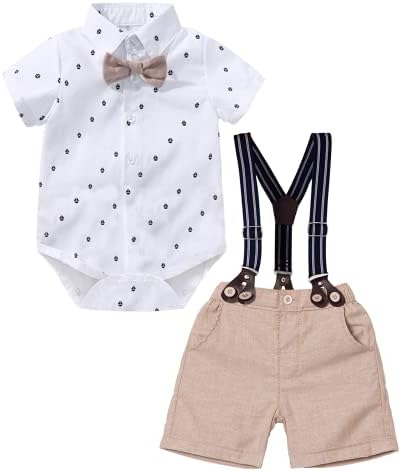 Волтубој бебе момче официјално кратко сет дете летен господин облека за деца со кратки ракави за куќи за суспензија шорцеви од шорцеви