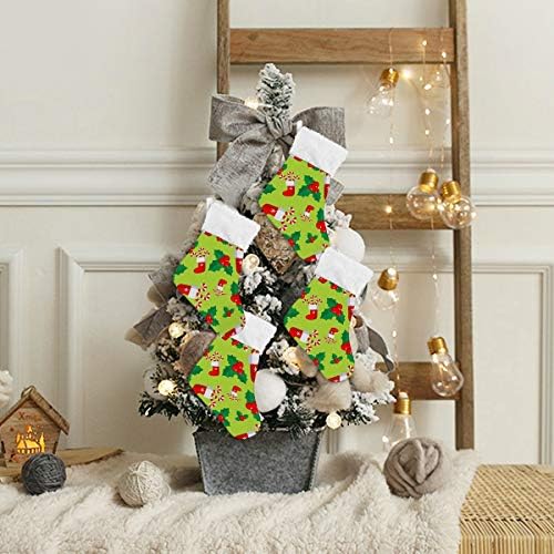 Алаза Божиќни чорапи Холи и Божиќно порибување со Кенди Канс Класик Персонализирани мали декорации за порибување за семејни сезонски празници