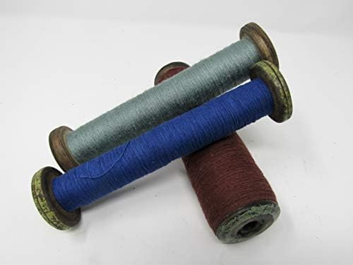 Сет од 3 антички гроздобер индустриски текстил бобини лажици w/нишка од предиво