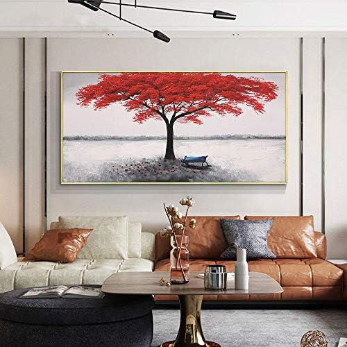 Рачно насликано масло сликарство на платно, модерна апстрактна мода црвено дрво Декоративно рачно насликано пејзаж платно