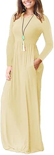 Andongnywellенски обичен цветен цвет печатен долг макси фустан со џебови печати долги ракави лабави фустани