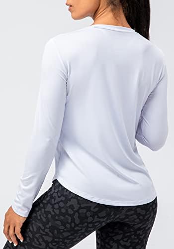 Laveенски женски V-вратот со долги ракави Атлетски кошули-лесен истегнување брзо сушење на отворено пешачење за трчање