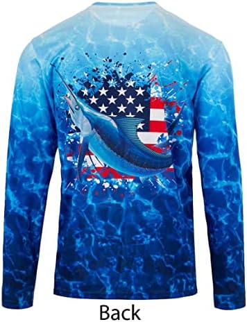 Кобалт1 Момци 2Т-18 Американско знаме Марлин Спорт за вода риболов UPF Изведба кошула