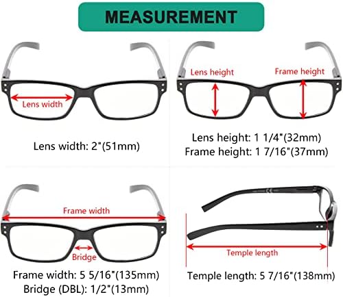 Очила 5 Пакувајте Очила За Читање За Мажи Пролетни Шарки Класични Читатели +1.50