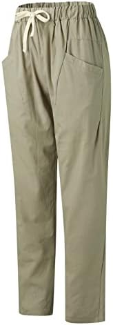 Mackneog лабава вклопена цврста боја широка нога каприс лето постелнина широка нозе капри панталони обични со џебови жени влечење