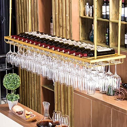 Gpaihomry вино за вино држач Шампањ вино стаклена решетка наопаку, прилагодлива висина и ширина, метална стаклена полица за вино за декорација