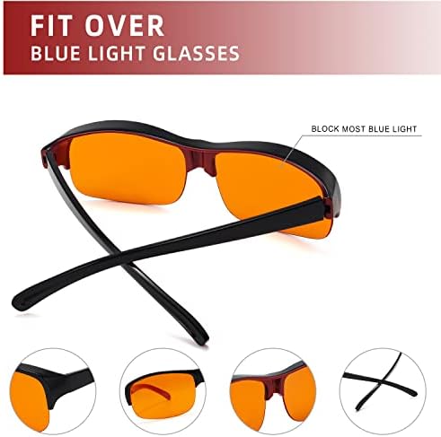 Очила 2 Пакет Вклопуваат Над Сина Светлина Блокирање Очила Носат Преку Компјутерски Очила