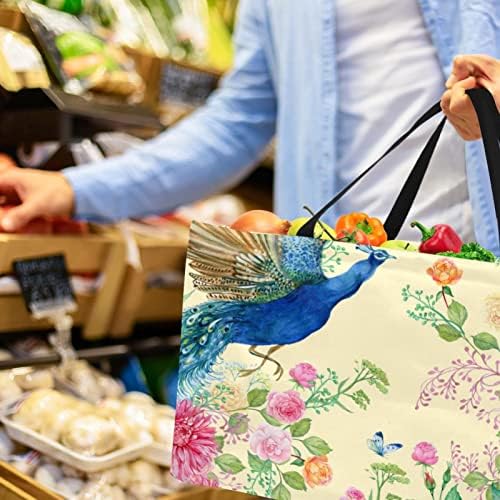 Кошар за еднократно шопинг Паун цвет цветна шема преносен преклопен пикник намирници кеси за перење алишта за торба за торба за