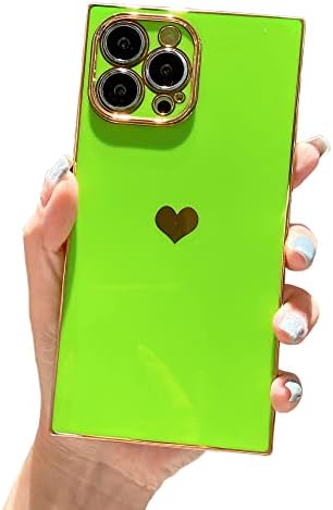 Tzomsze компатибилен со iPhone 12 Pro Max Case Square, Cute Luxury Заштита на целосна камера и засилени агли Шокпроизводен Електропл раб
