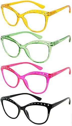 Очила за Читање со 4 пакувања За Жени Читачи на Кристали во Стилот На мачкино око +1.75
