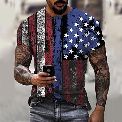 Руируилико машки патриотски маици со Америка, знаме лето лето -случајни врвови за кратки ракави, удобно лабаво вклопување графички блузи