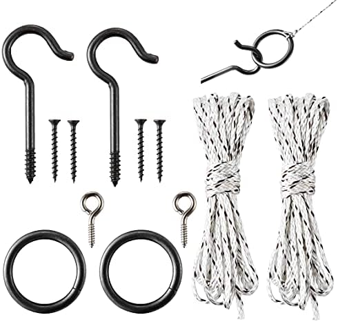 IPARTS DIY Hook and Ring Swing Hardware Set, тешка железна кука, прстен, завртки за монтирање и најлонска нишка （Упатство за поставување