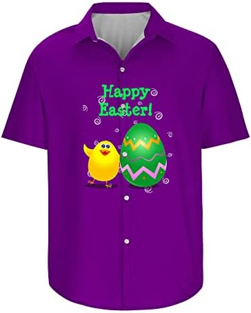 Плус големина Велигденски кошули за мажи со кратки ракави лапел го врвот копчето надолу удобен пуловер лабави обични блузи на плажа