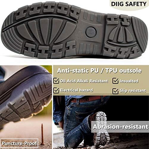 Диг работни чизми за мажи, водоотпорни чизми за челик/мека пети, резистентни анти-статични чевли за безбедност на лизгање 8 9 10 11 12
