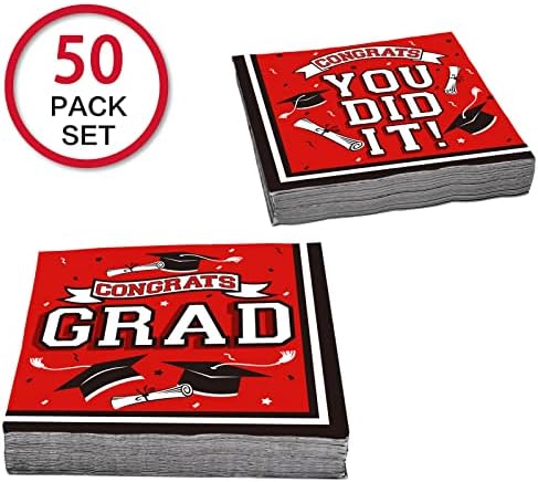 Дипломирање Партија За Еднократна Употреба Хартија Салфетки За Колеџ Средно Училиште Дипломирањето 3-По 50 Пакет (црвена и црна)