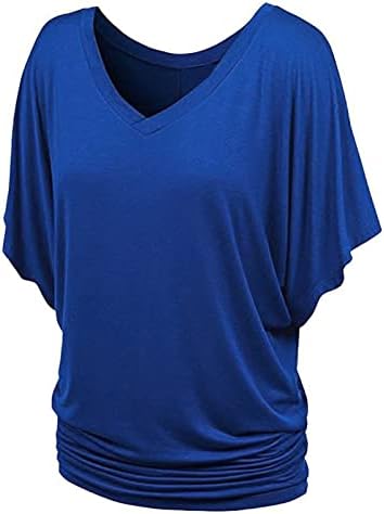 Womenенски мода лето 2023 година, обична солидна маица на ракави, блуза