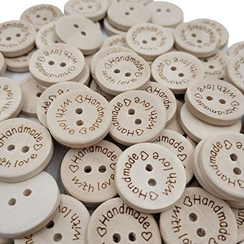 100 парчиња природа рачно изработено со копчиња за loveубов, шиење за бегство од дрво, дрвени копчиња за занаетчиски занаети за ткаенини