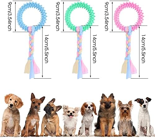 Кученце кученце Заби Џвакајте Играчки Со Памучни Јажиња, 3 Пакувања 360° Длабоко Чисти Мали Прстени За Џвакање Играчки За Кучиња