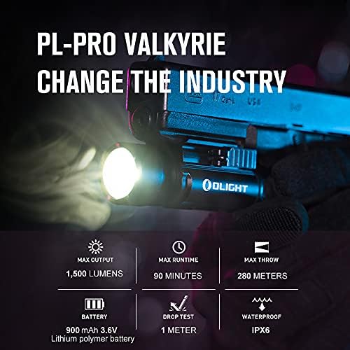 Olight Pl-Pro Valkyrie 1500 Lumens Lumens Rechargelight Armonlight Rail Mount Mount Tactical Flashlight With Strobe пакет со Baldr Mini.