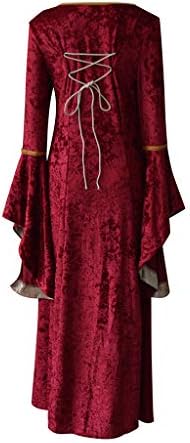 Гроздобер фустан за жени Корсет Флејв ракав Елегантен средновековен ирски наметка од карневалска косплеј готски фустан