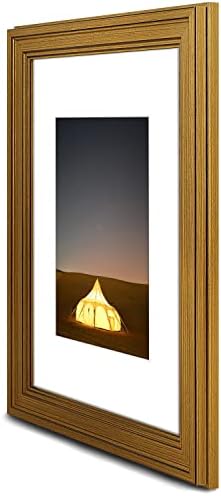 Голден Стејт Арт, рамка за фотографии 9x12 со бел мат за 6x8 слики и вистинско стакло, широко 1,25-инчи, темно злато