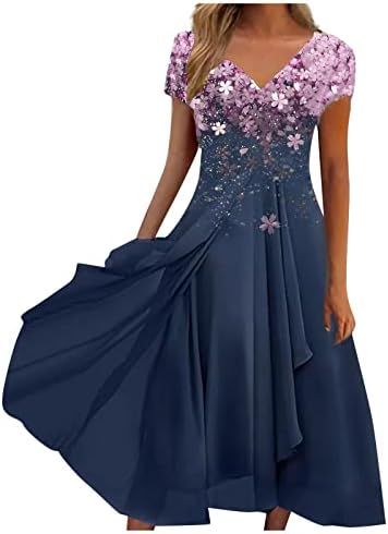 Trebin Women'sенски фустан шифон Елегантен крпеница фустан без ракав со долги фустани вечерен фустан