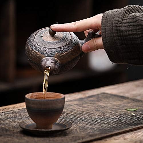Нов кинески стил на чајник, рачно изработен ретро керамички чајник, позлатена железна глазура чајник со мртва рачка од дрво, чајник, чај, чај
