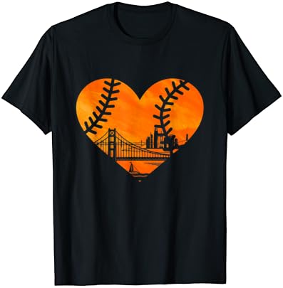 Американската Држава Сан Франциско Бејзбол Гроздобер Срце Маица