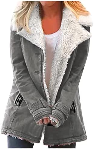 Womenените со врвови, плус големина руно јакна Зимски палта со аспиратор, симпатично топло копче надолу дуксери Шерпа, наредени Теди палто