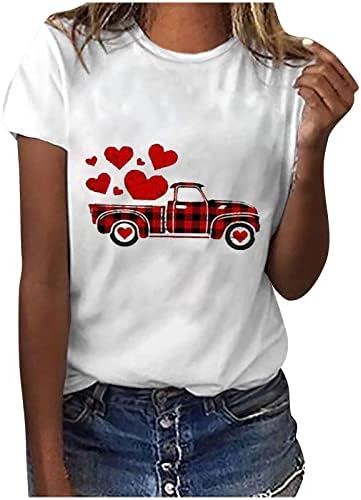 Маици за жени графички смешни симпатични кратки ракави паднати маица Loveубов кошула за печатење врвови на блуза подарок за парови