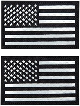 Аксен 2 парчиња рефлексивни закрпи на американско знаме, прицврстувач на кука американско знаме за знаме со голема видливост,
