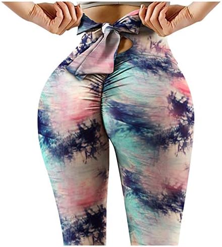 Јога панталони за жени кои печатат високи половини за истегнување на фитнес -хеланки