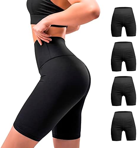 Purevacy 4 пакувачки шорцеви за велосипедисти за жени со високи половини, контрола на стомакот за контрола на стомакот за јога, тренингот