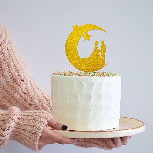 Дрвени персонализирани свадбени торта на врвови монограм почетна буква од венец златен сјај торта Топер фигури огледало за торта за декорација на торта за свадбен