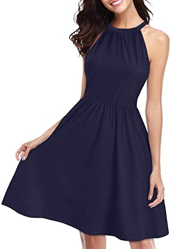 Fragarn плус фустан со големина, женска обична фасија цврста боја надвор од рамо без ракави секси запрени половината А-линија А-линија голем замав фустан