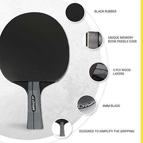 Killerspin Impact D1 SmartGrip, лопатки за тенис во табела, рекет за тенис на маса, кутија за лопатка за пинг-понг, опрема за тенис