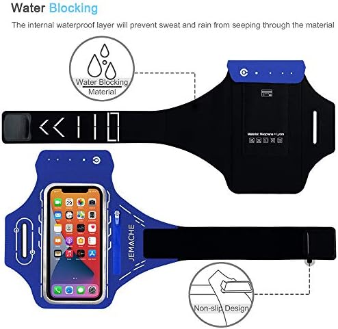 Jemache Running Armband за iPhone 14 13 12 11 XR XS, 14 PRO, Samsung Galaxy S23 S22 S22 S21 S20, Gym -вежба за вежбање со ракави со држач на AirPods