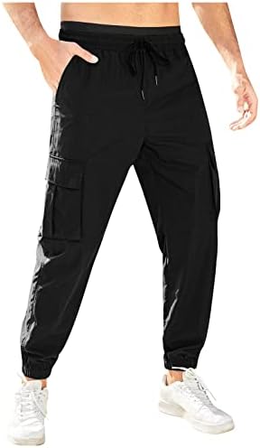Менски долги карго панталони, машка комбинезона привлекувајќи мулти џебни обични панталони за пешачење панталони памучни панталони
