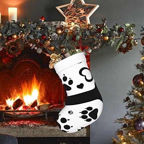 Аугенски Божиќни чорапи кучиња шепа црно срце двострано камин што виси чорапи