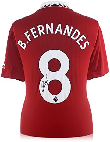 Ексклузивни Сувенири Бруно Фернандес Го Потпиша Фудбалскиот Дрес На Манчестер Јунајтед 2022-23. Делукс Рамка