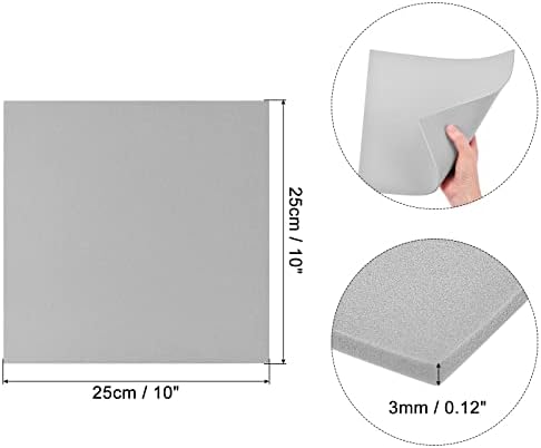 Leves Leats Foam Sheets, [за проекти за уметност и занаетчиство] - 10x10 инчи 3мм дебелина / сива / 8 компјутери