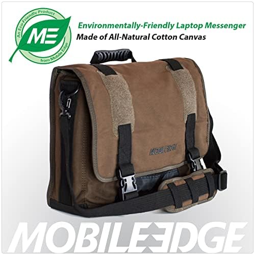 Мобилен раб Еко лаптоп торба за месинџер 17,3 - Еко -пријателски, памучно платно - маслиново зелено