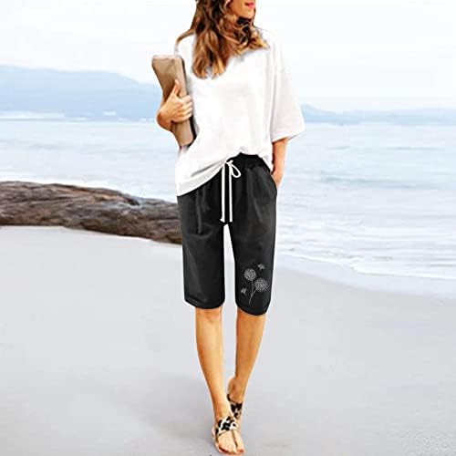Цврста боја Бермуда шорцеви женски должина на коленото летни обични шорцеви со дрес со длабоки џебови дневни долги шорцеви