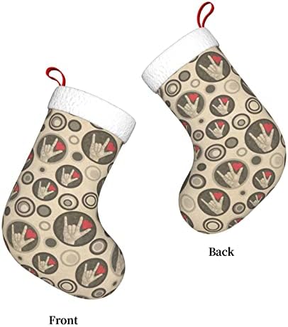 Те сакам знаковен јазик Божиќно порибување Декорација на одмор камин виси чорап 18 инчи чорапи