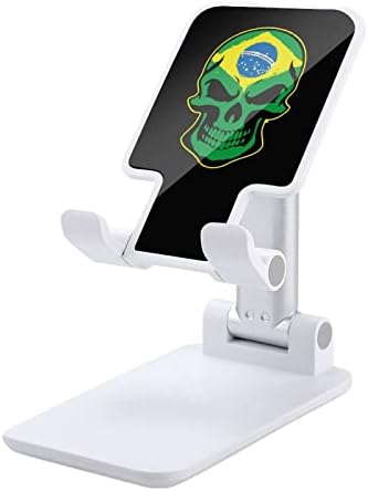 Смешен череп на бразилско знаме Смешно преклопување на десктоп мобилен телефон, преносни прилагодливи додатоци за биро