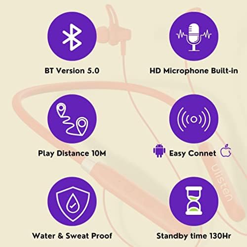 У-Слушај ПРО кт-Н33 Безжичен Bluetooth Слушалки За Вратот Супер Бас Поништување На Бучава Микрофон Вграден Тип Ц Преклоплив Нов Newономски Дизајн Трендовски Удобен Спорт