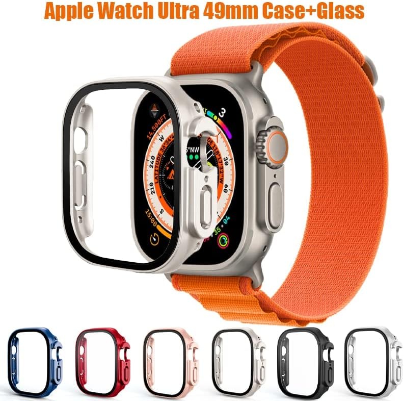 Sdutio Glass+Cover for Apple Watch Case 49mm браник темпераментен случај Apple Watch Ultra Screen Protector Iwatch Serie Ultra 49mm Case Case