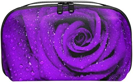 Торбичка ЗА Торбичка ЗА Носење УСБ-Кабел Организатор Џебен Додаток Патент Паричник, Виолетова Роза Цвет Цветни