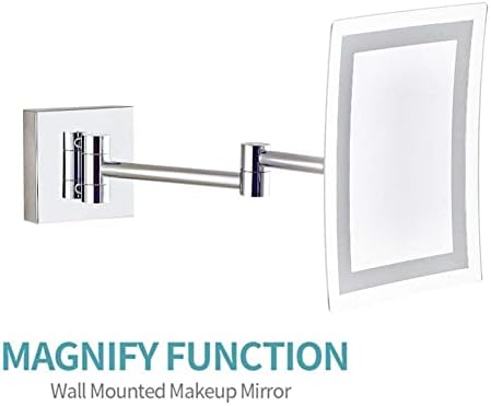 Огледало за шминка монтирано со wallид од Rowita со 3x зголемување, огледало за зголемување на суета за бања, ротација на вртење од 360 степени со преглед без нарушување, ра